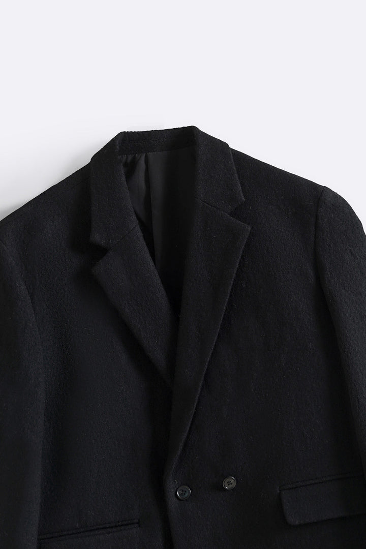 BLACK WOOL-BLEND DAILY JACKET