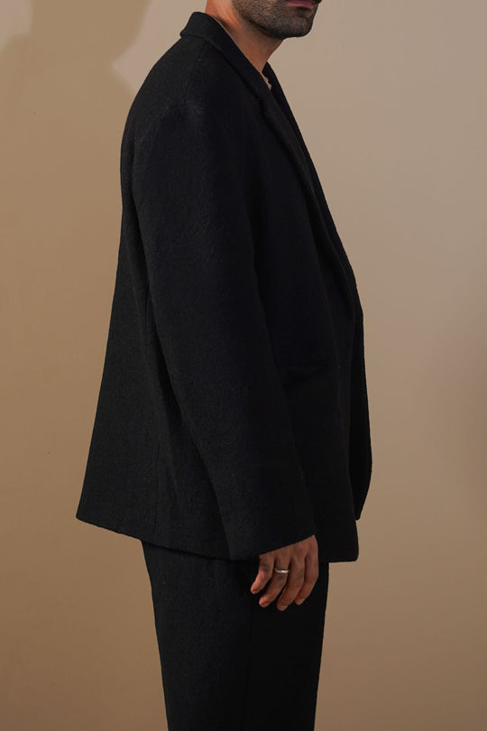 BLACK WOOL-BLEND DAILY JACKET