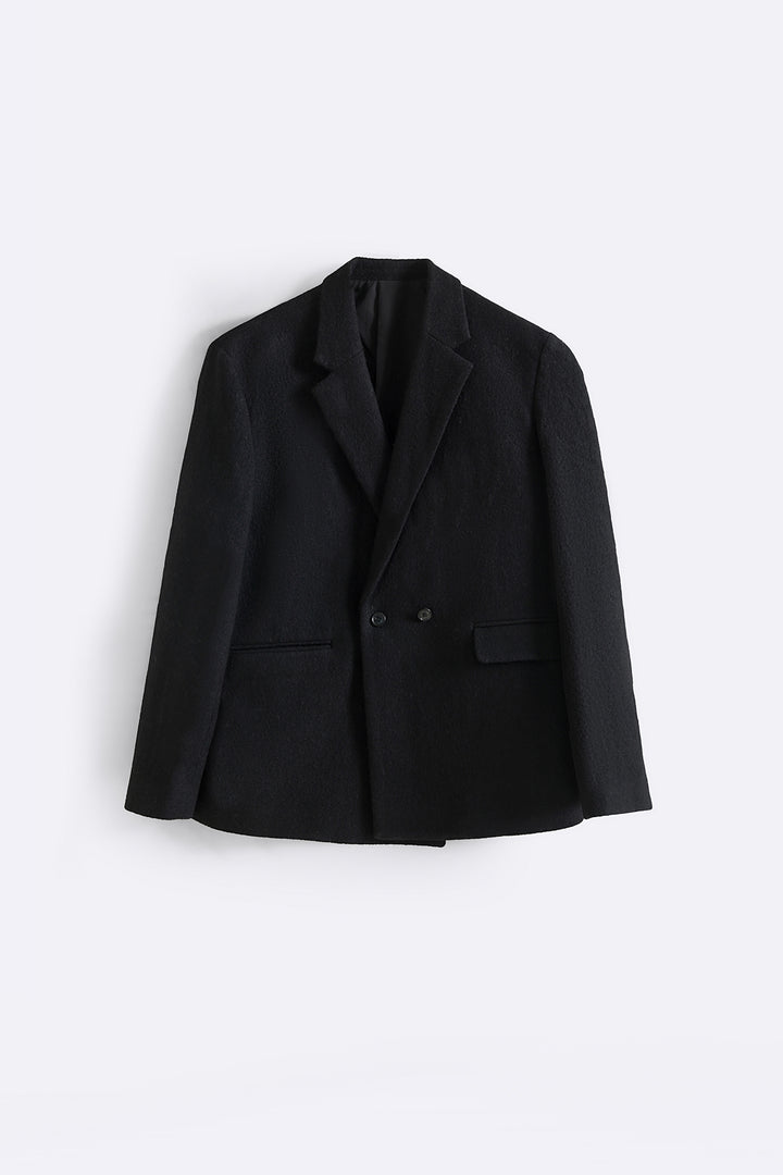 BLACK WOOL-BLEND DAILY JACKET