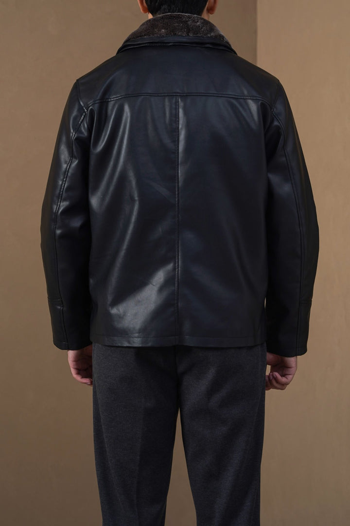 BLACK DETACHABLE COLLAR JACKET