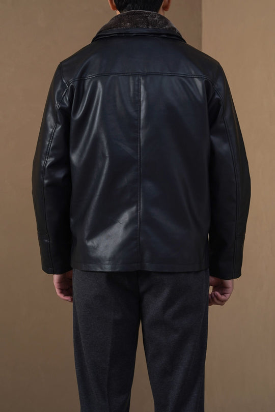 BLACK DETACHABLE COLLAR JACKET