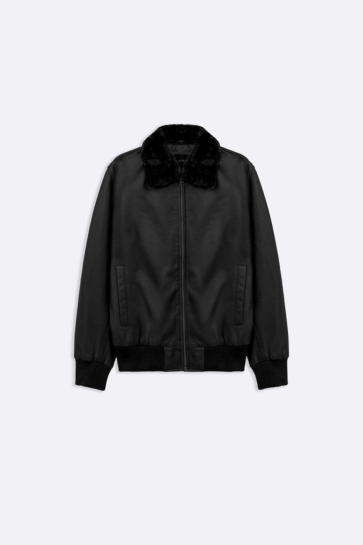 BLACK NAPPA LEATHER JACKET