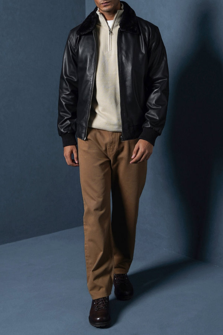 BLACK NAPPA LEATHER JACKET