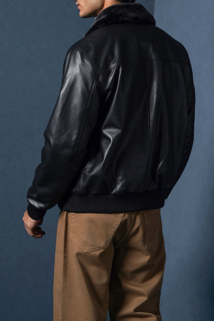 BLACK NAPPA LEATHER JACKET