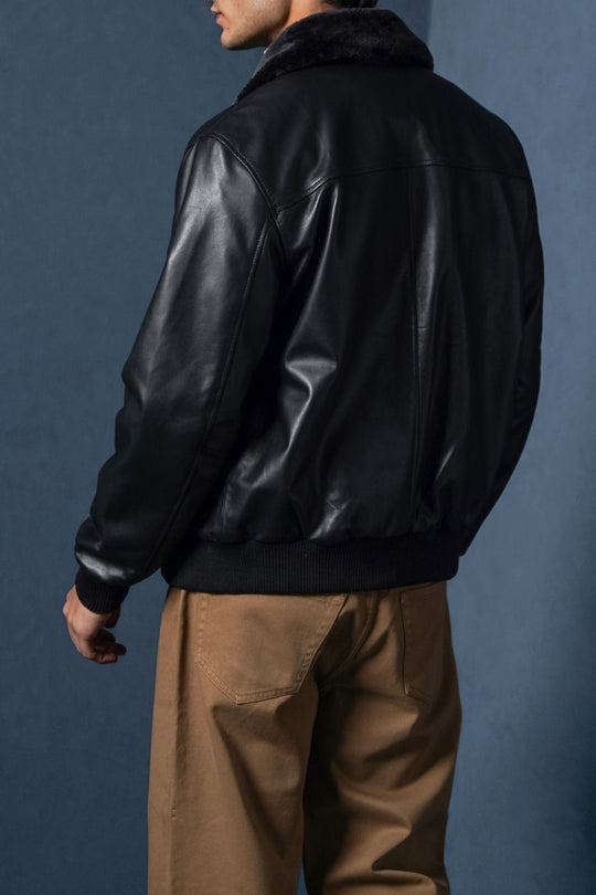 BLACK NAPPA LEATHER JACKET