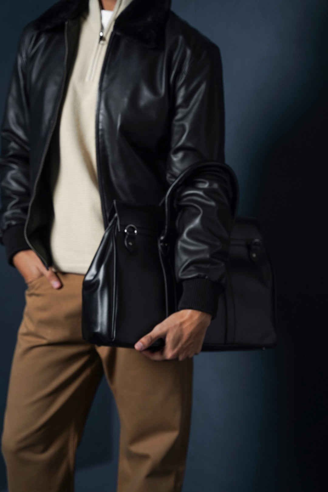 BLACK NAPPA LEATHER JACKET