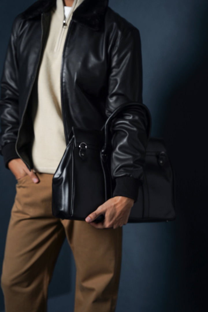 BLACK NAPPA LEATHER JACKET