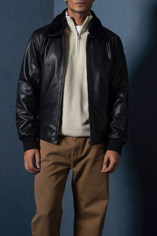 BLACK NAPPA LEATHER JACKET