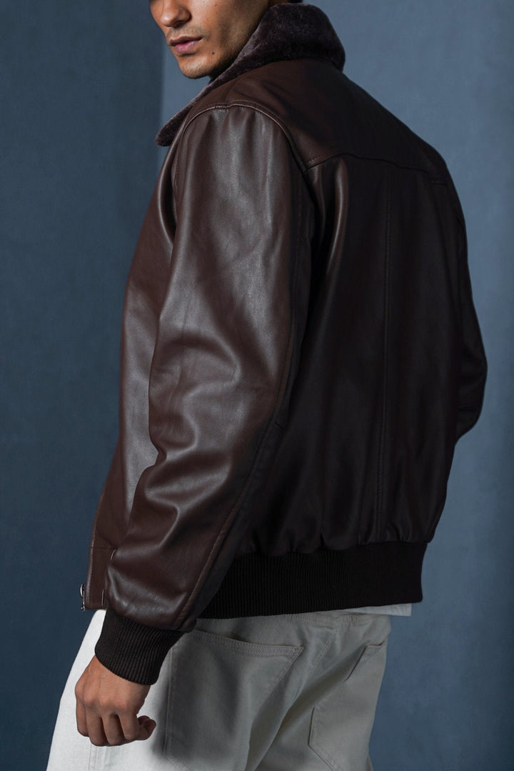 BROWN NAPPA LEATHER JACKET