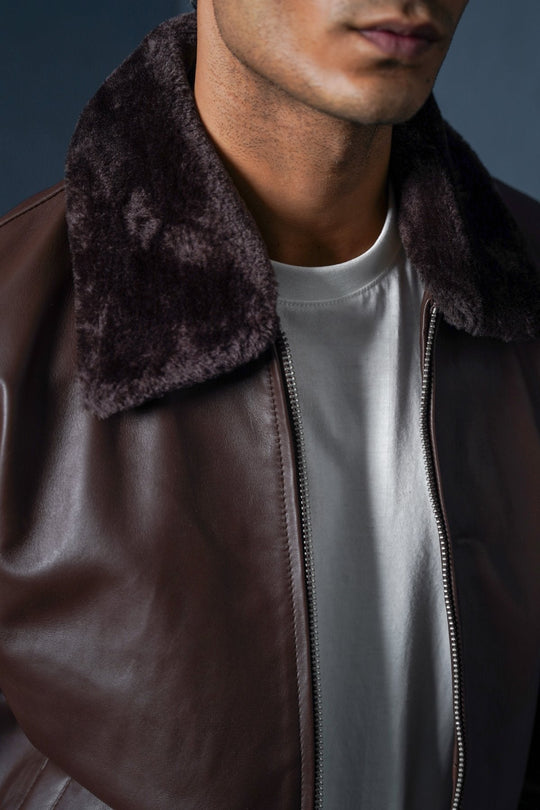 BROWN NAPPA LEATHER JACKET