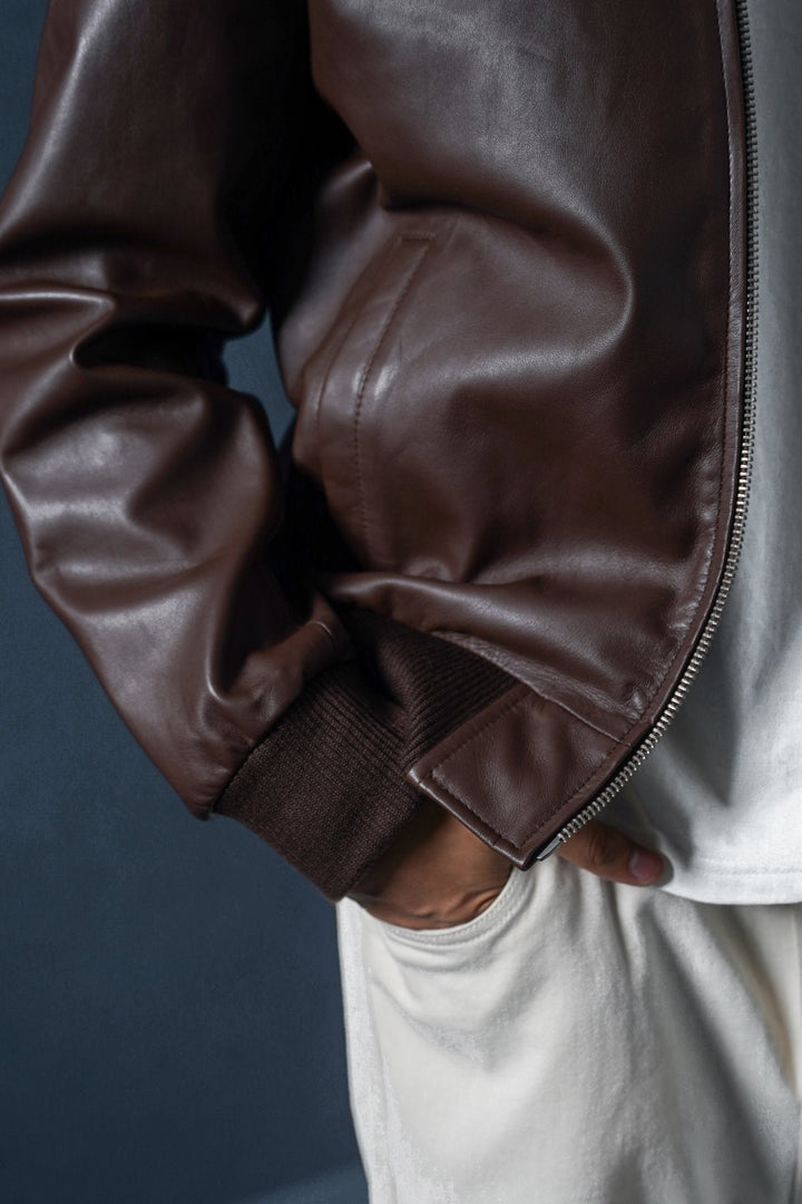 BROWN NAPPA LEATHER JACKET