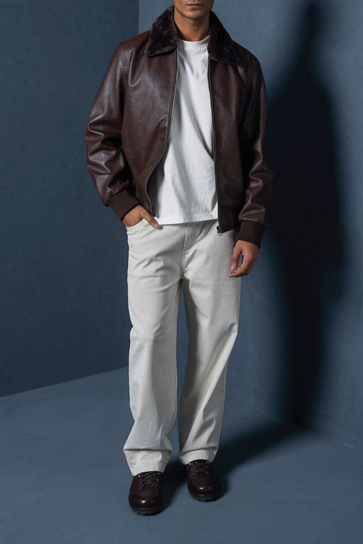 BROWN NAPPA LEATHER JACKET