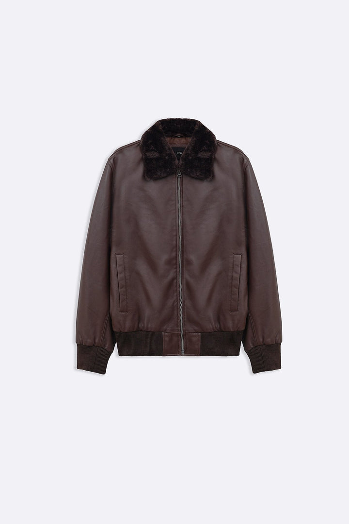 BROWN NAPPA LEATHER JACKET