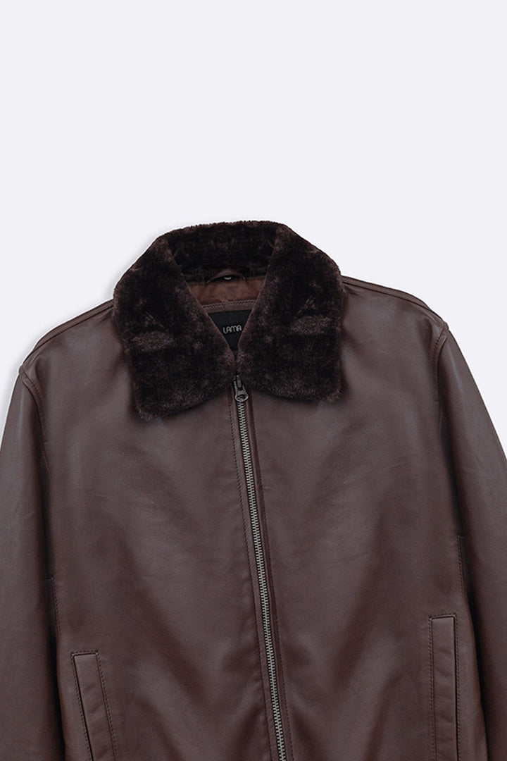 BROWN NAPPA LEATHER JACKET