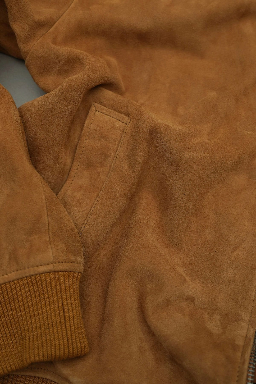 COGNAC SUEDE BOMBER JACKET