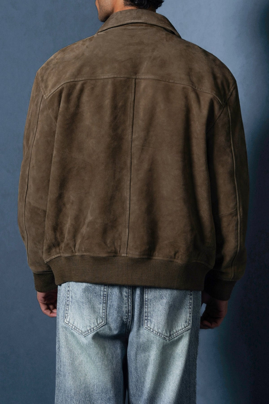 KHAKI SUEDE BOMBER JACKET
