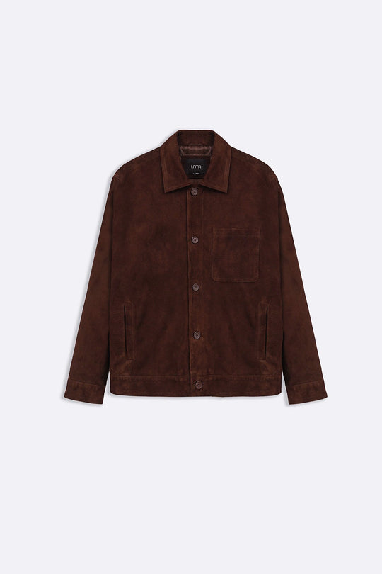 BROWN SUEDE BUTTON-UP JACKET