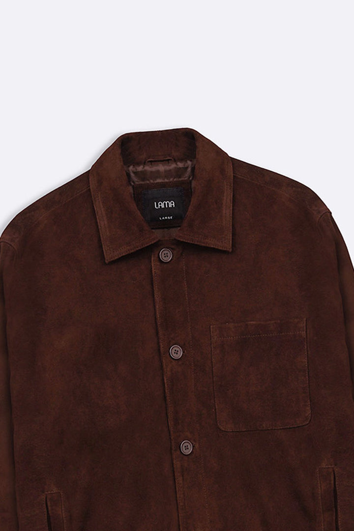 BROWN SUEDE BUTTON-UP JACKET