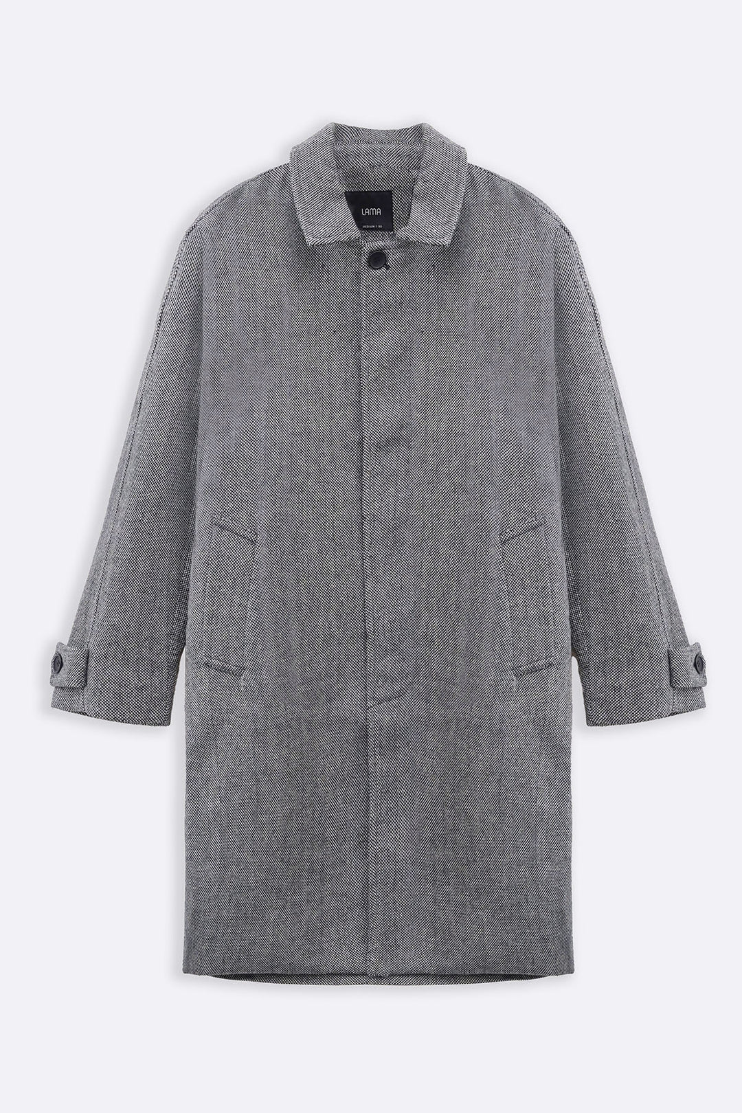 GREY WOOL-BLEND OVERCOAT
