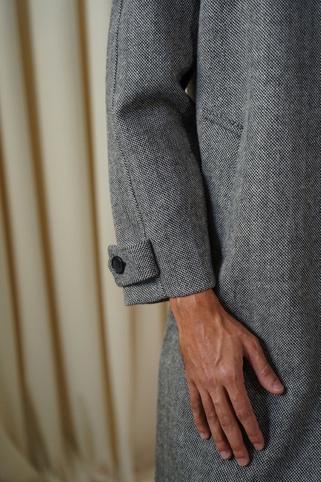 GREY WOOL-BLEND OVERCOAT