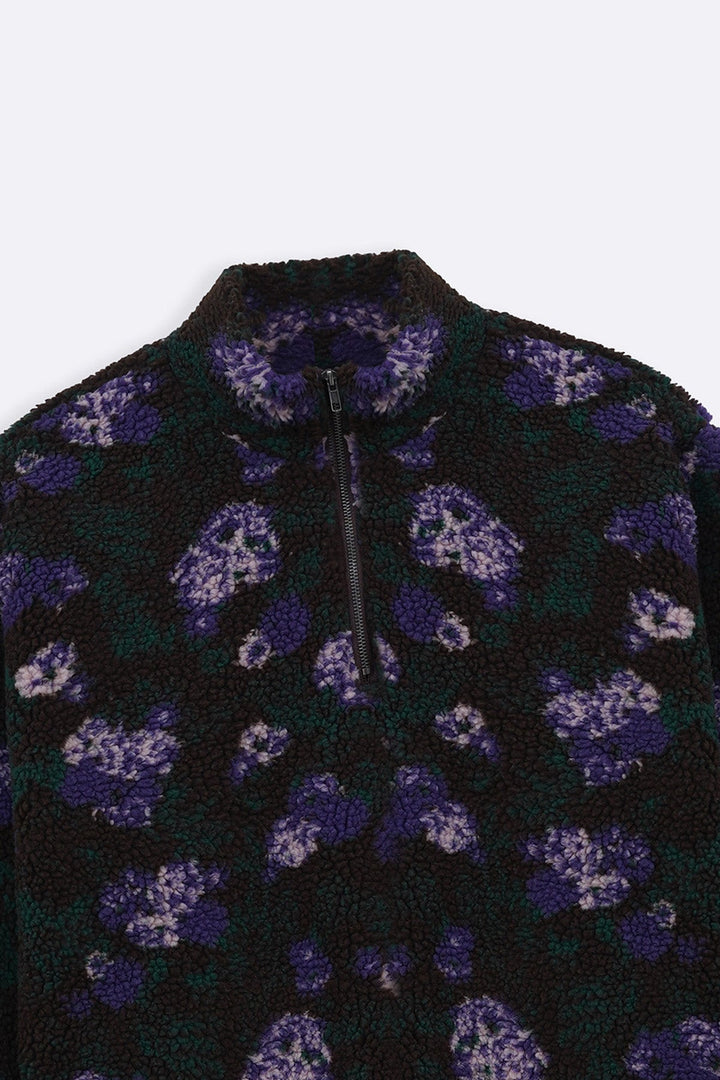 DARK BROWN BLOOM SHERPA PULLOVER