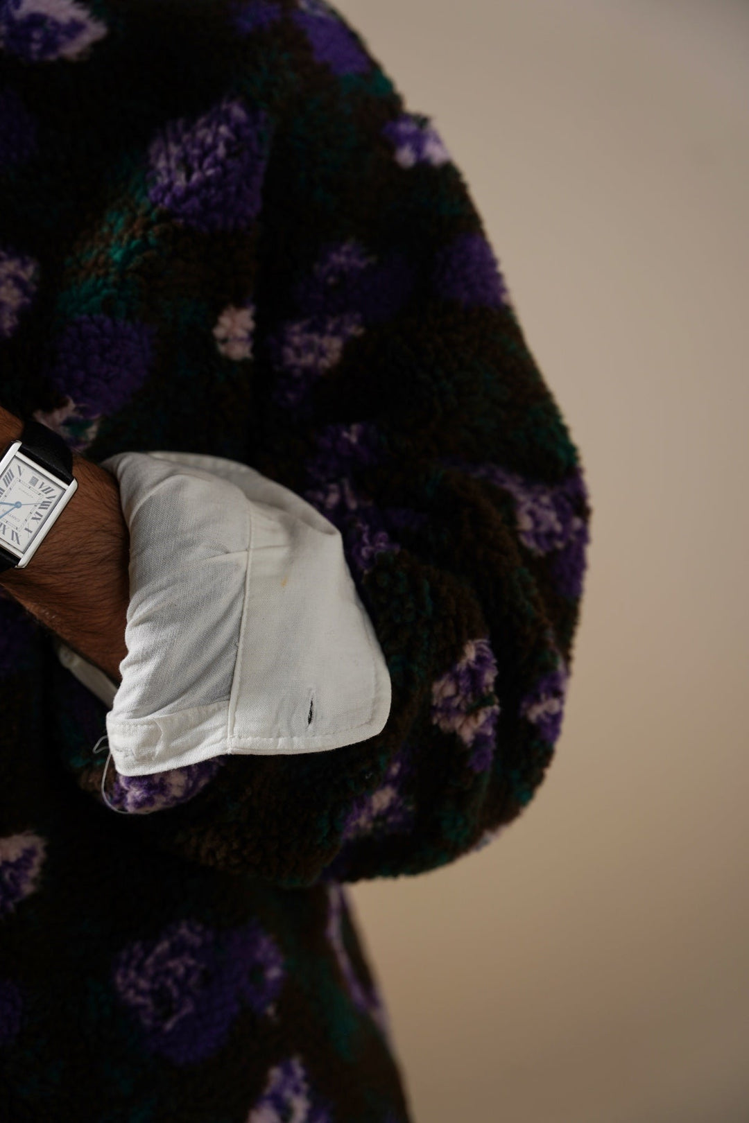 DARK BROWN BLOOM SHERPA PULLOVER