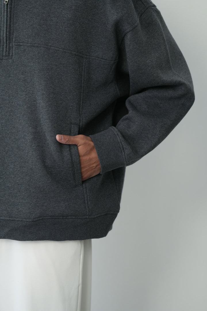 PANELLED QUARTER ZIP SWEATSHIRT