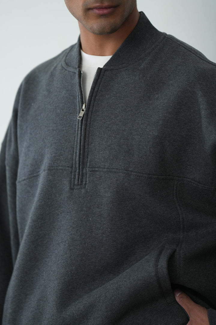 PANELLED QUARTER ZIP SWEATSHIRT