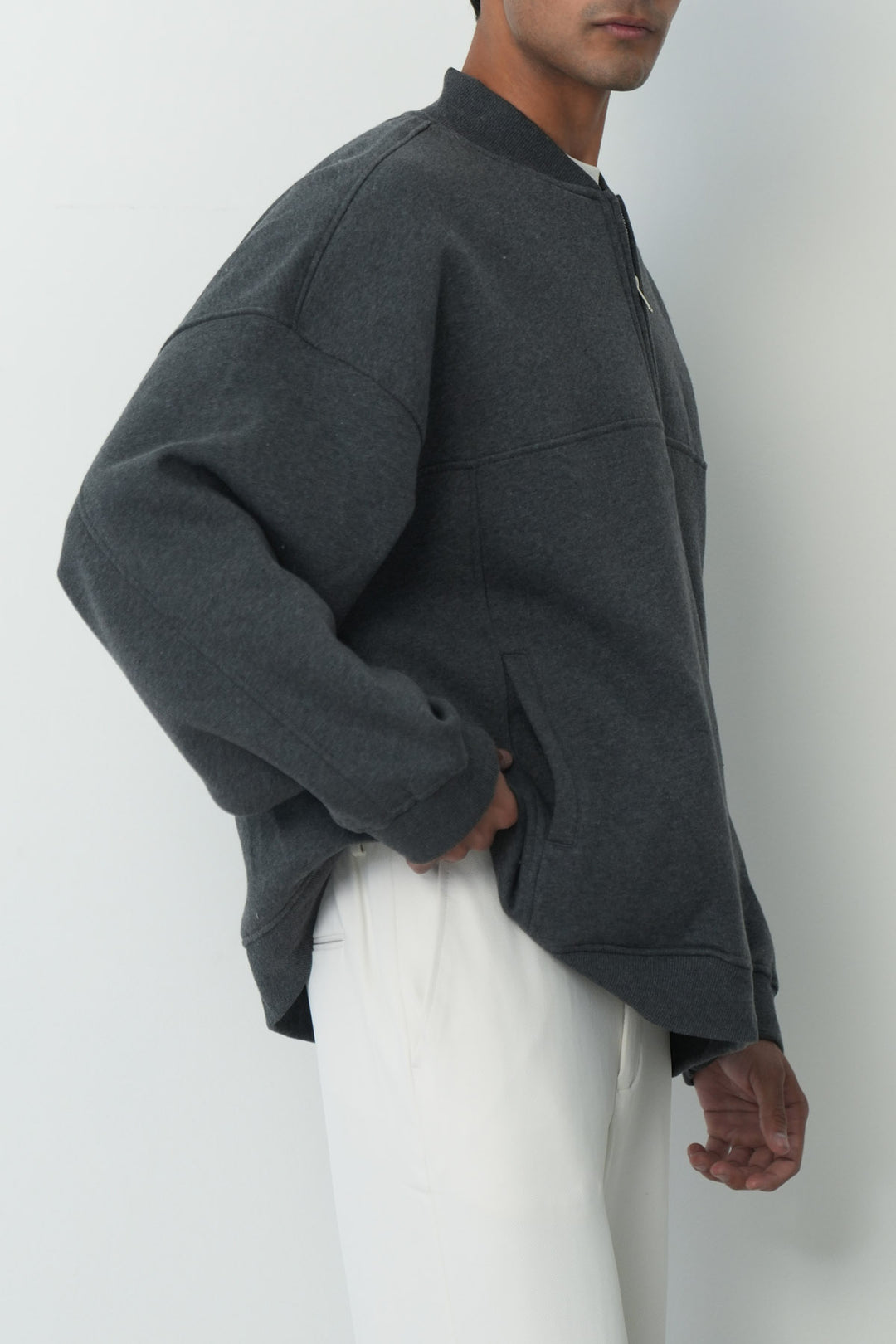 PANELLED QUARTER ZIP SWEATSHIRT