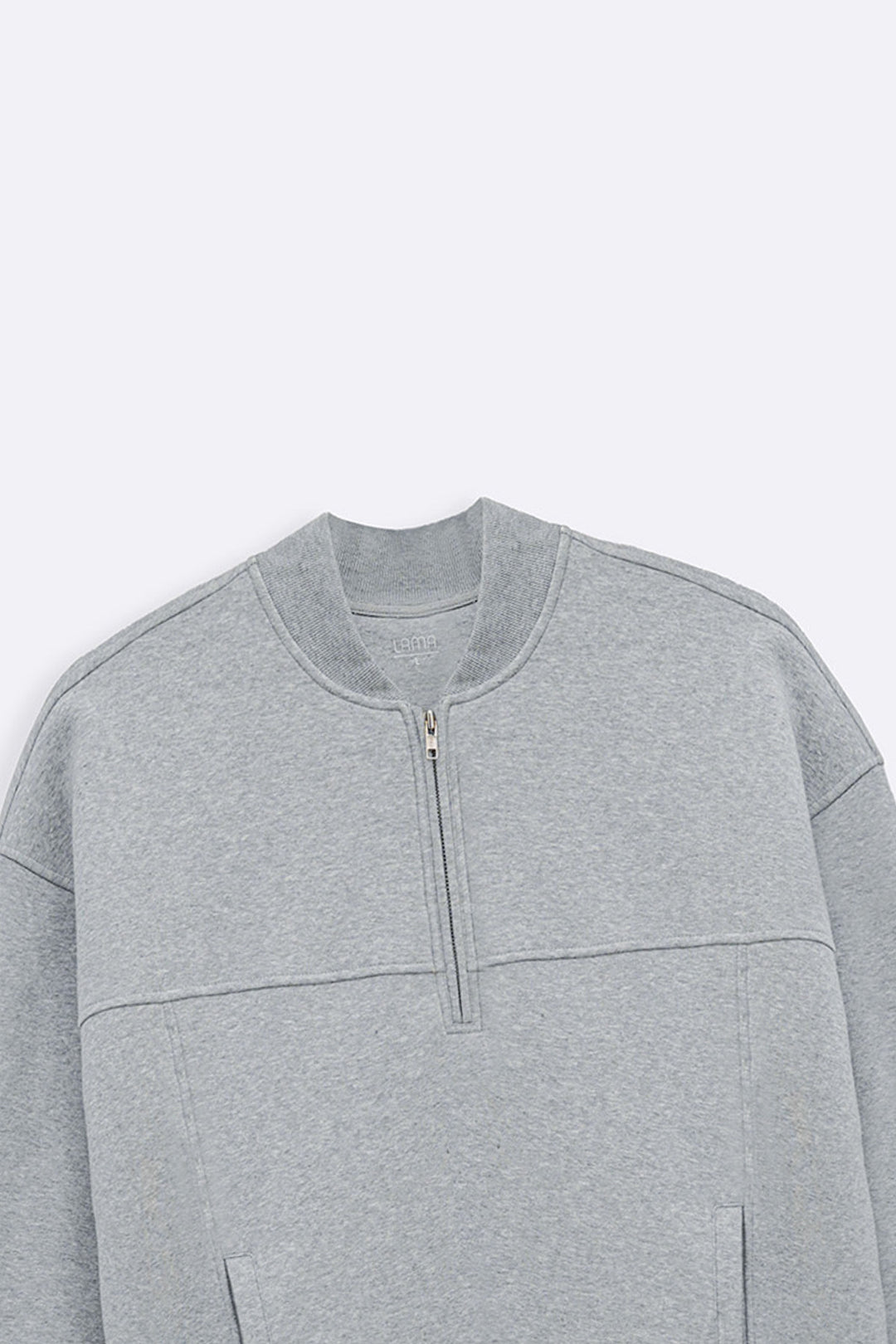 MELANGE GREY QUARTER ZIPPER