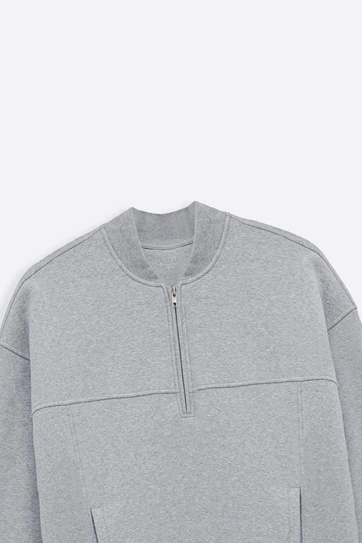 MELANGE GREY QUARTER ZIPPER