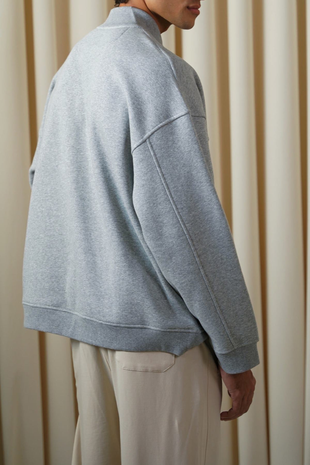 MELANGE GREY QUARTER ZIPPER