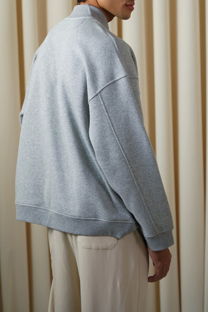 MELANGE GREY QUARTER ZIPPER