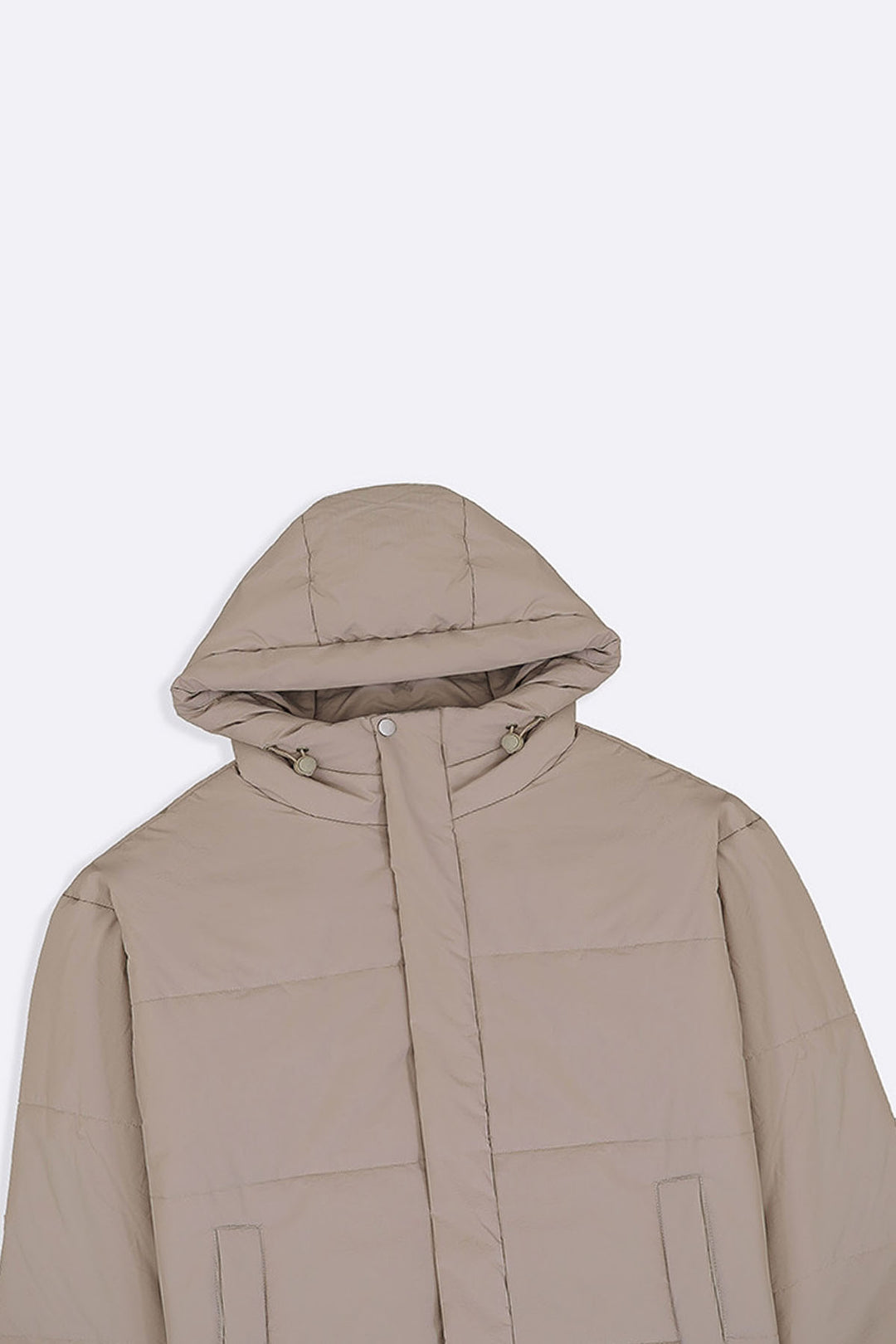 BEIGE HOODED PUFFER JACKET