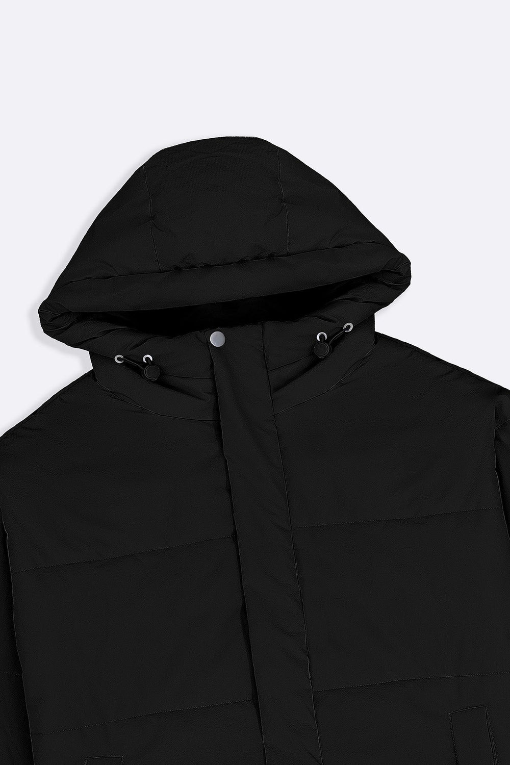 BLACK HOODED PUFFER JACKET