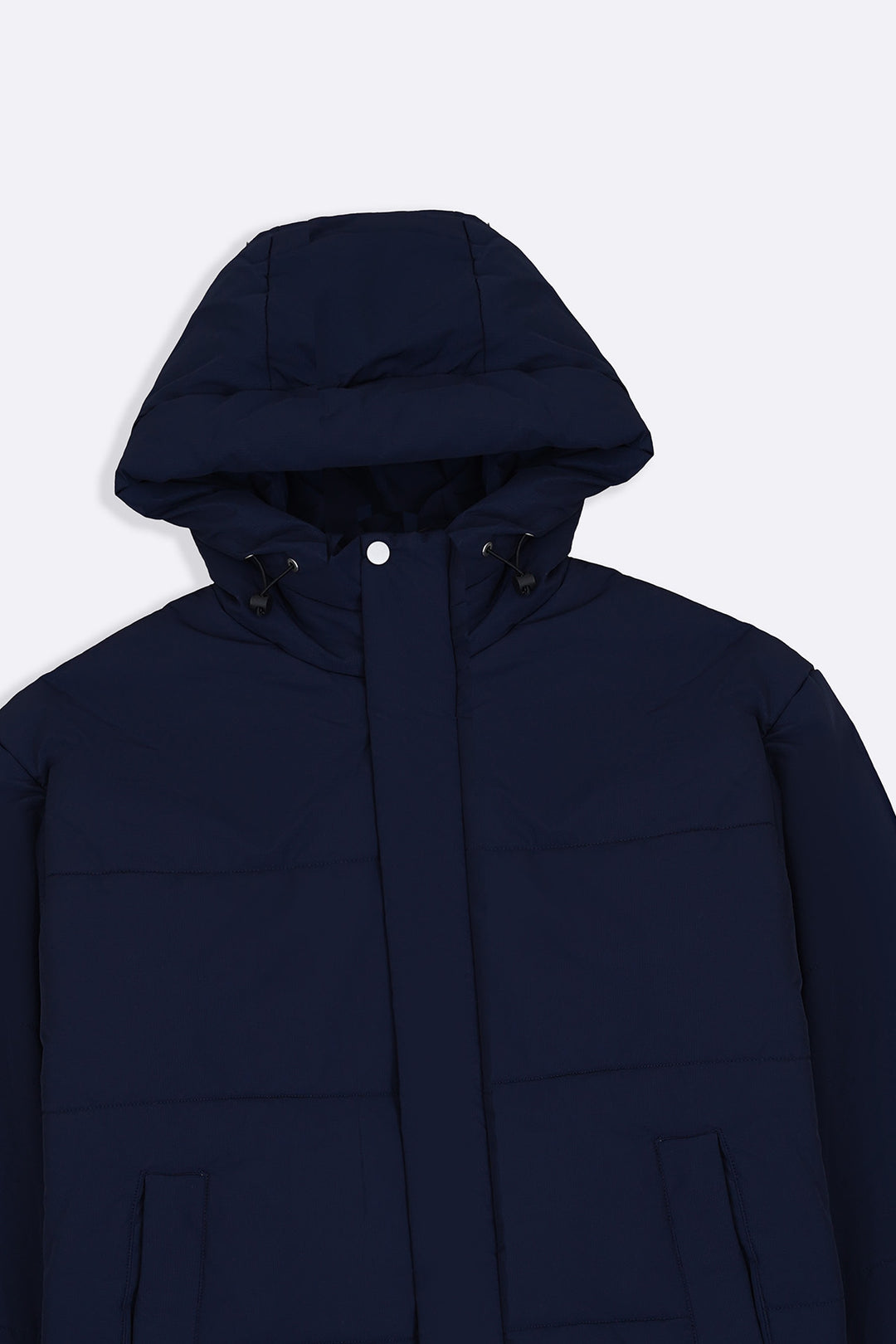 NAVY HOODED PUFFER JACKET