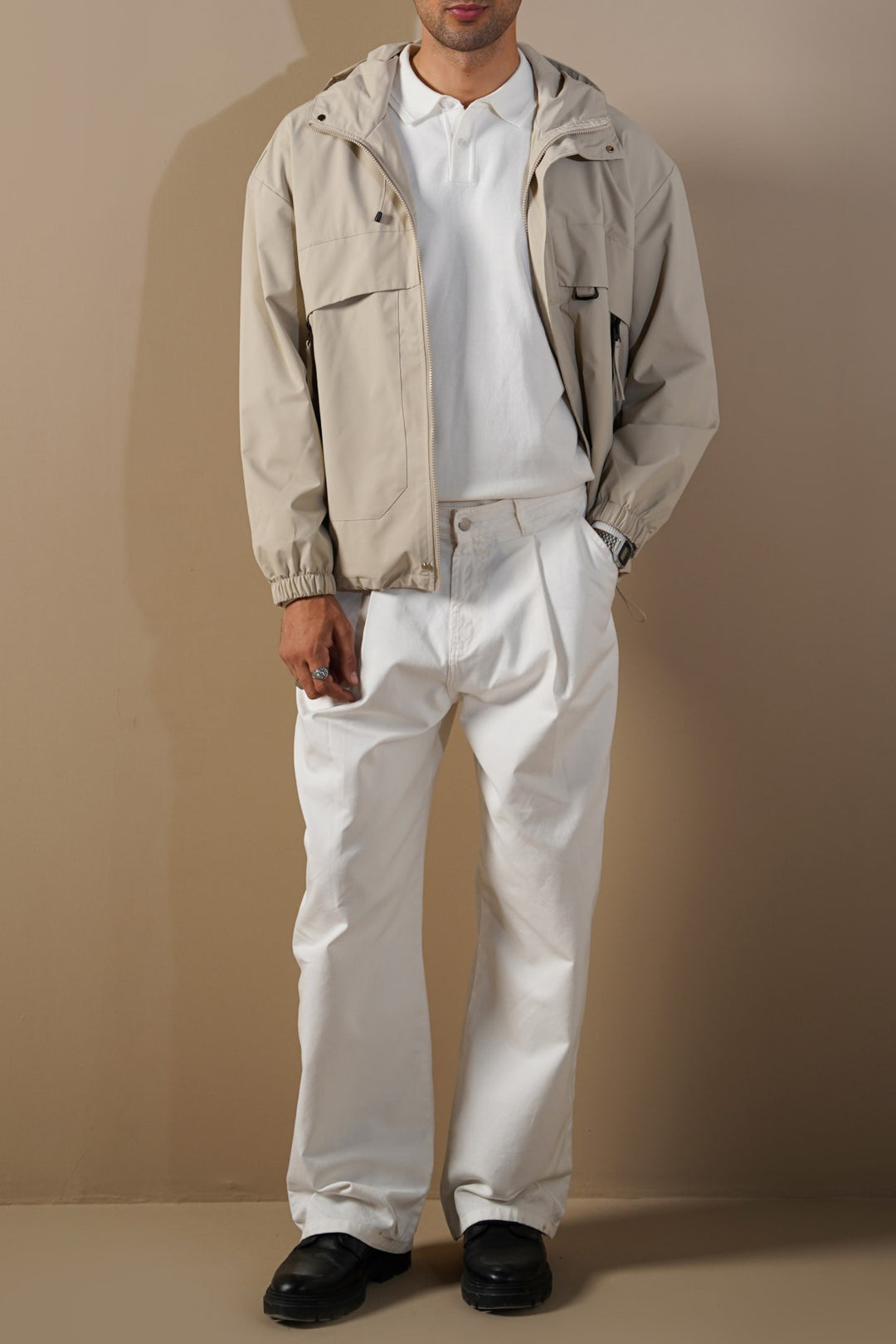 BEIGE UTILITY PARKA