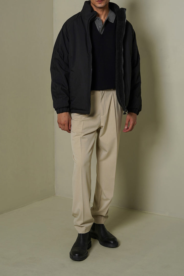 BLACK REVERSIBLE SHERPA PUFFER