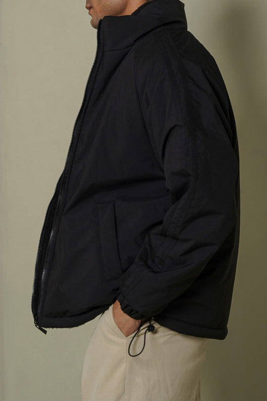 BLACK REVERSIBLE SHERPA PUFFER