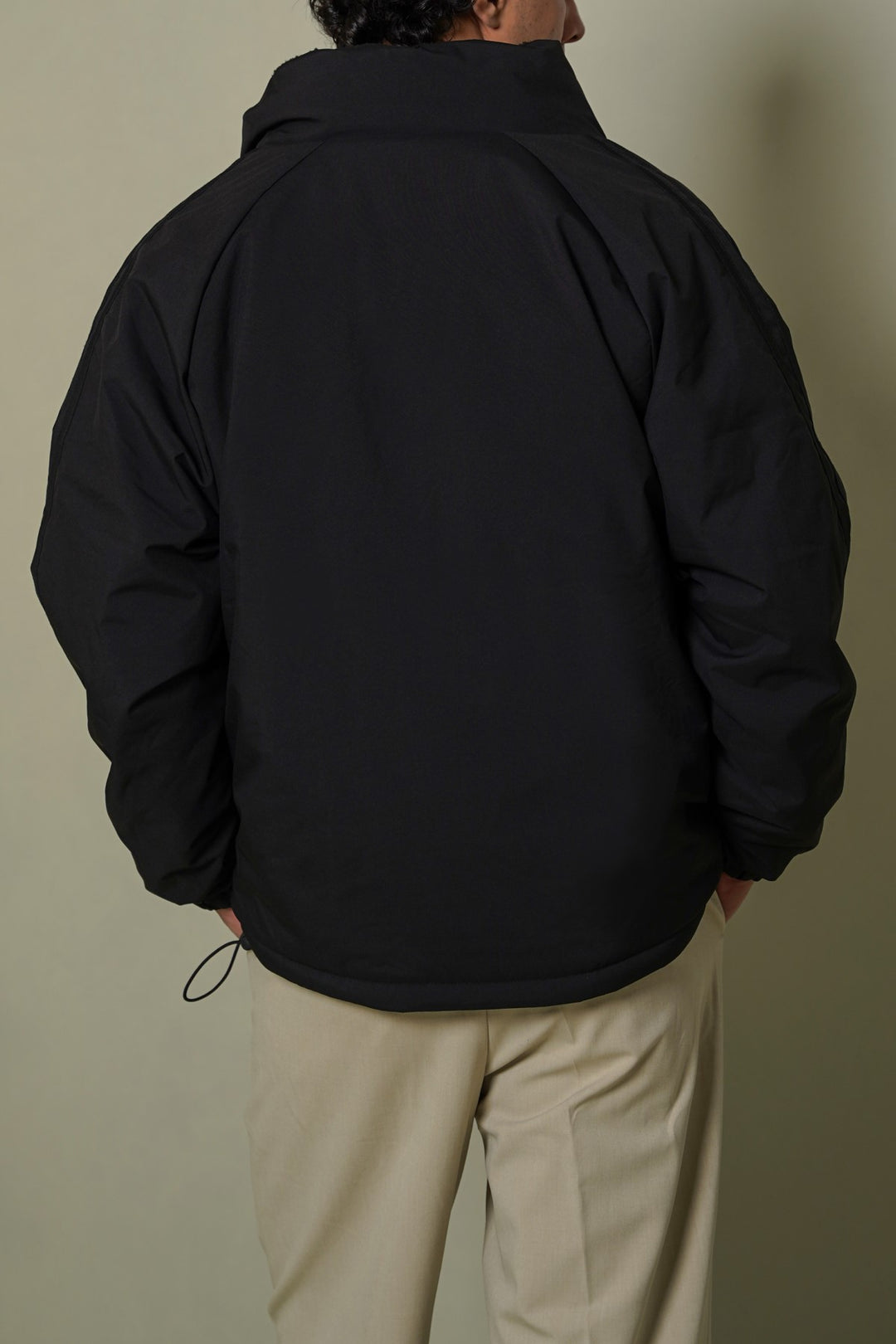 BLACK REVERSIBLE SHERPA PUFFER