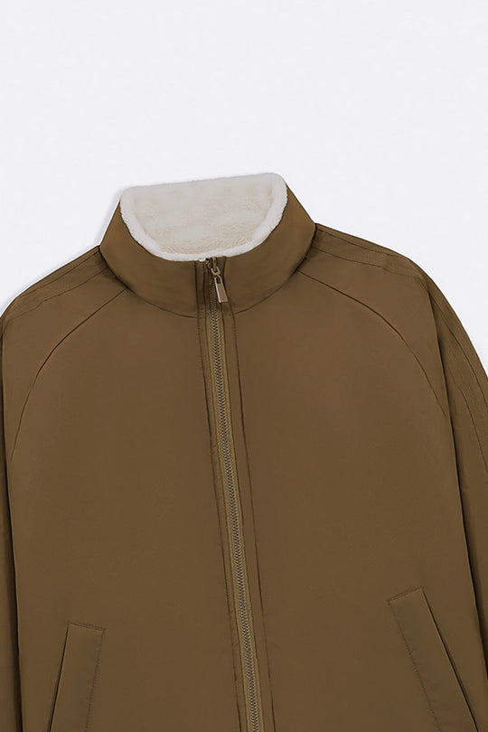 BROWN REVERSIBLE SHERPA PUFFER
