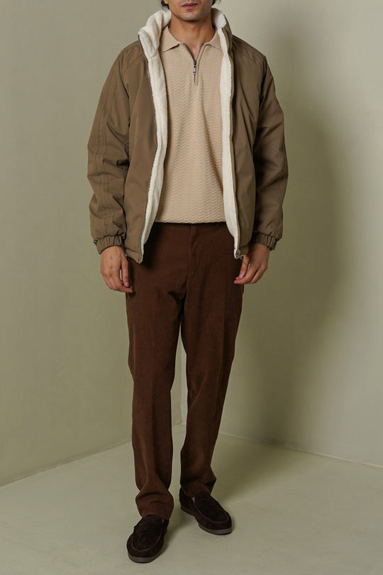 BROWN REVERSIBLE SHERPA PUFFER