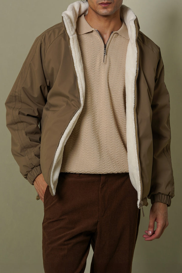 BROWN REVERSIBLE SHERPA PUFFER