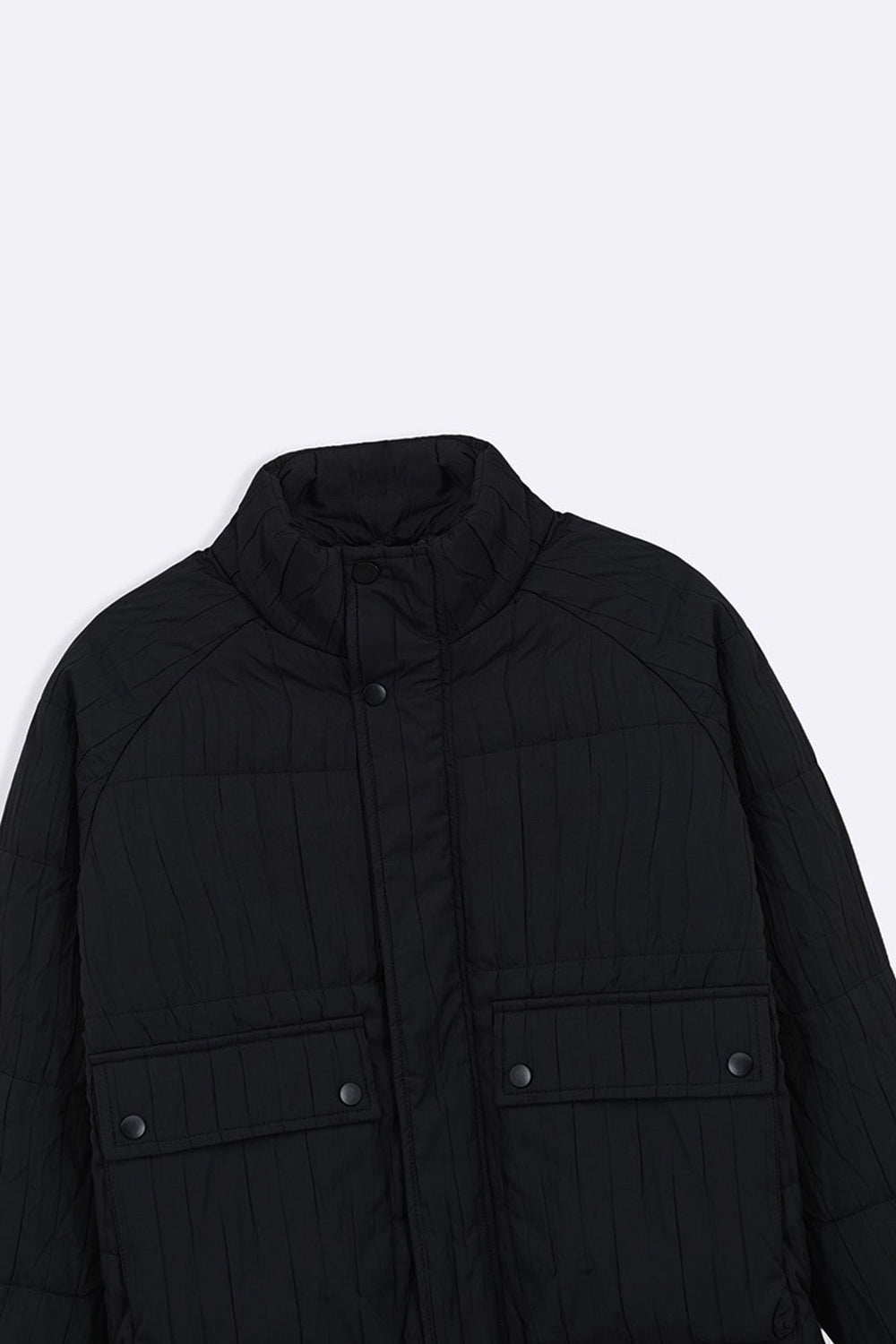 BLACK TEXTURED PUFFER JACKET