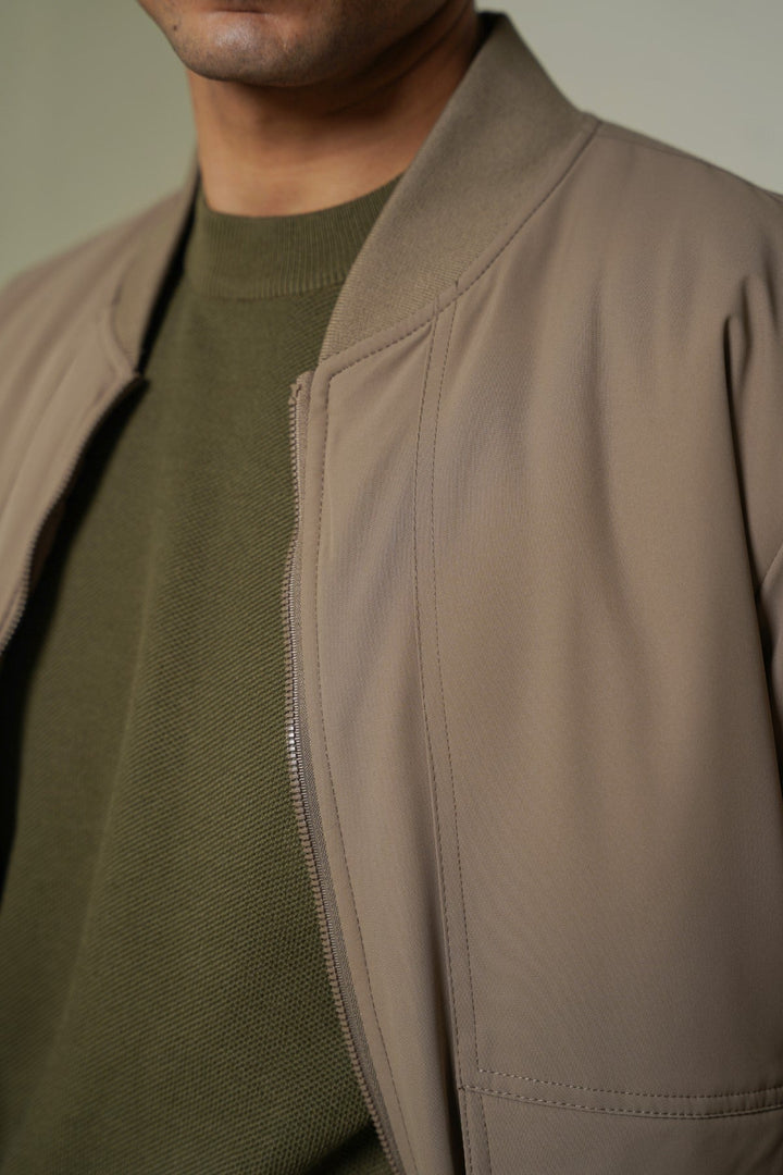 BEIGE REVERSIBLE BOMBER JACKET