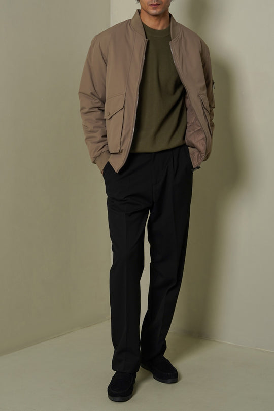 BEIGE REVERSIBLE BOMBER JACKET