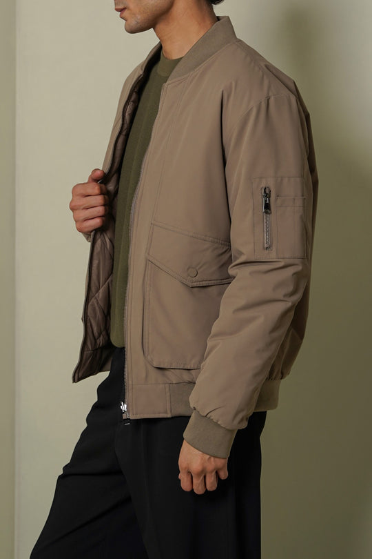 BEIGE REVERSIBLE BOMBER JACKET