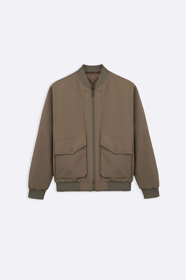 BEIGE REVERSIBLE BOMBER JACKET