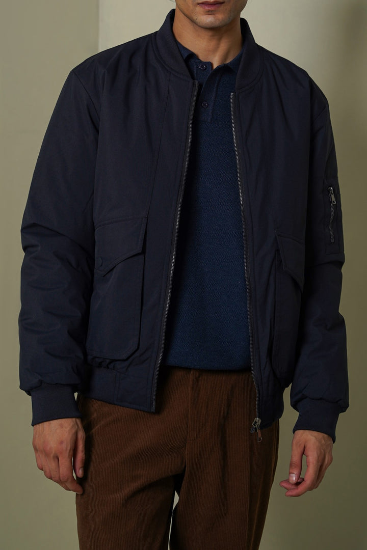 NAVY REVERSIBLE BOMBER JACKET