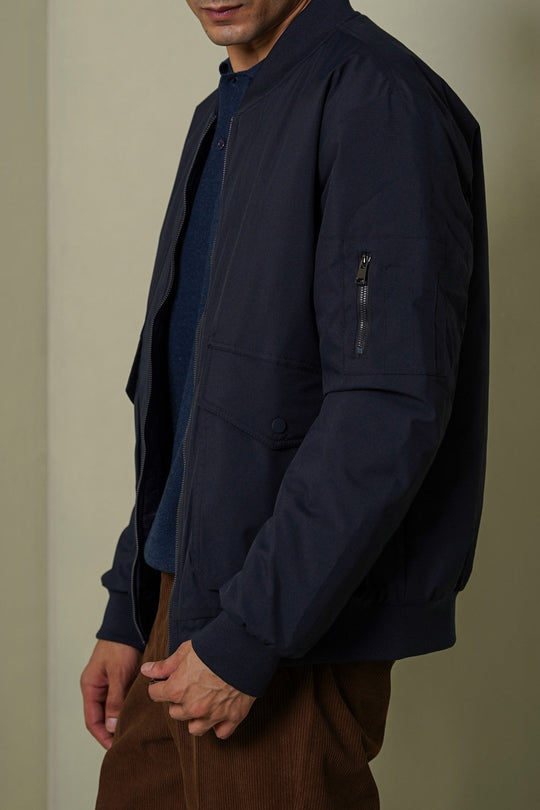 NAVY REVERSIBLE BOMBER JACKET